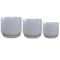 MACETA DE CERAMICA LISA CON PLATO SET X3 MODELO5-2306104