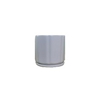 MACETA DE CERAMICA FACETADA RAYADA CHICA CON PLATO MODELO11-2306127