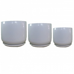 MACETA DE CERAMICA LISA CON PLATO SET X3 MODELO5-2306104