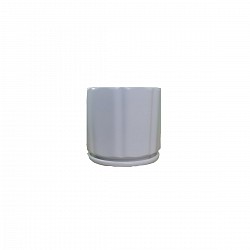 MACETA DE CERAMICA FACETADA RAYADA CHICA CON PLATO MODELO11-2306127