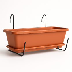 MACETA PLÁSTICA JARDINERA MOD 45 CON PLATO Y PORTAMACETA