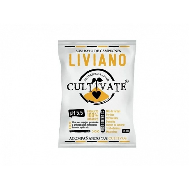 SUSTRATO CULTIVATE LIVIANO ORGÁNICO 100% 25 LITROS