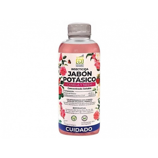 ECOMAMBO INSECTICIDA ORGANICO 500CC (JABON POTASICO NEEM Y CANELA)