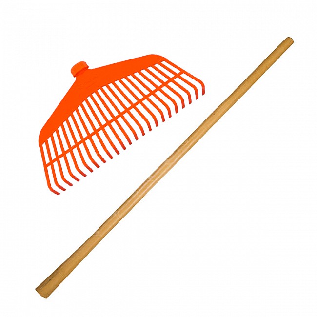 BARRE HOJAS LA JARDINERA 23 DIENTES CABO DE MADERA 120CM (43678+024142)