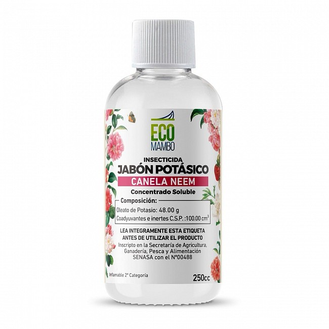 ECOMAMBO INSECTICIDA ORGANICO 250CC (JABON POTASICO NEEM Y CANELA)